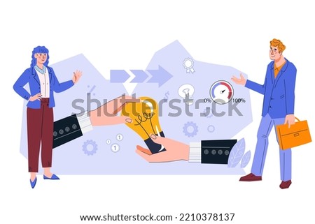 Financial consultation and business solution, professional advice to increase company profitability or profits from investment in stocks, flat vector illustration isolated on white background.