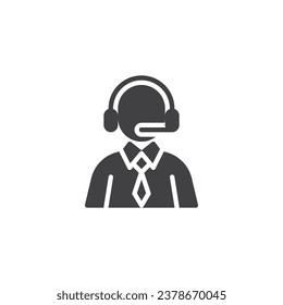 Icono vectorial del gestor de consultas financieras. signo plano relleno para concepto móvil y diseño web. Icono de glifo de Asesor Financiero. Símbolo, ilustración del logotipo. Gráficos vectoriales
