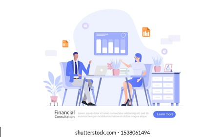 Financial Consultation Vector Illustration Concept , Suitable for web landing page, ui, mobile app, editorial design, flyer, banner, and other related occasion