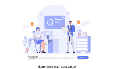 Financial Consultation Vector Illustration Concept , Suitable for web landing page, ui, mobile app, editorial design, flyer, banner, and other related occasion