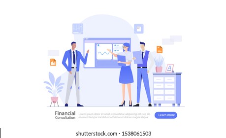 Financial Consultation Vector Illustration Concept , Suitable for web landing page, ui, mobile app, editorial design, flyer, banner, and other related occasion