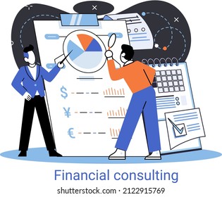 Concepto de consultoría financiera gestión eficaz de los fondos y otros activos de la empresa. Empresario consultor. Investigación del mercado de gráficos, diagramas, gráficos de informes financieros. Proceso de organización de contabilidad