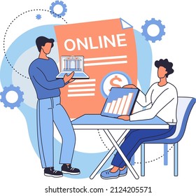 Financial consulting concept effective management of funds other assets of company. Consultant expert market researcher conducts online consultation on money planning. Accounting organization process