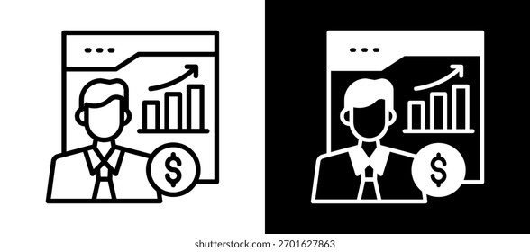 Financial Consulting Icon Whiteblack Vektorgrafik