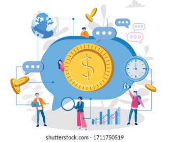Consultoría financiera. Ilustración vectorial para banner web, infografía, móvil. 