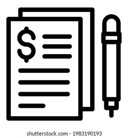 Financial contract icon. Outline Financial contract vector icon for web design isolated on white background