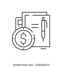 Financial contract line icon concept. Financial contract vector linear illustration, symbol, sign