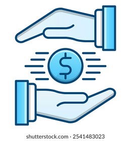 Icono de control financiero, Ilustración vectorial de degradado azul