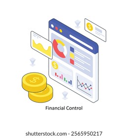 Financial Control isometric Colored illustration. EPS File stock illustration