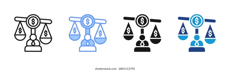 Financial Corruption icon set multiple style collection