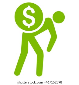 Financial Courier icon. Vector style is flat iconic symbol with rounded angles, eco green color, white background.