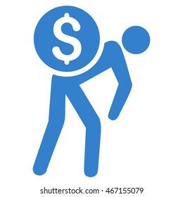 Financial Courier icon. Vector style is flat iconic symbol with rounded angles, cobalt color, white background.