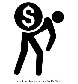 Financial Courier icon. Vector style is flat iconic symbol with rounded angles, black color, white background.