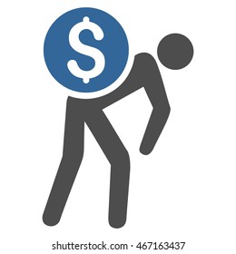 Financial Courier icon. Vector style is bicolor flat iconic symbol with rounded angles, cobalt and gray colors, white background.