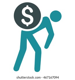 Financial Courier icon. Vector style is bicolor flat iconic symbol with rounded angles, soft blue colors, white background.