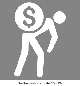 Financial Courier icon. Vector style is flat iconic symbol with rounded angles, white color, gray background.
