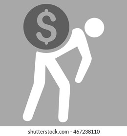 Financial Courier icon. Vector style is bicolor flat iconic symbol with rounded angles, dark gray and white colors, silver background.