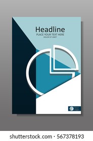 Financial Cover design A4 with pie chart. Business Annual report with geometrical figures. Good for business, academic journals and magazines. Vector Illustration. 
