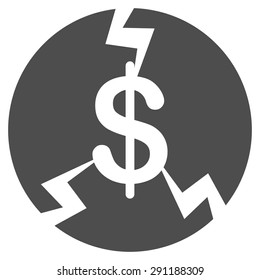Financial Crash icon from Commerce Set. Vector style: flat symbol, gray color, rounded angles, white background.