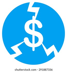 Financial Crash icon from Commerce Set. Vector style: flat symbol, blue color, rounded angles, white background.