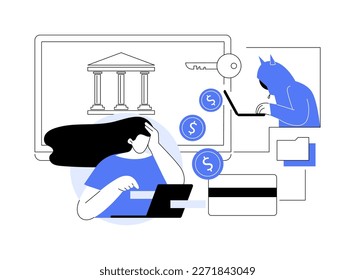 Financial crimes abstract concept vector illustration. Financial fraud, economic crime commission, money laundering, black market goods, tax evasion scandal, investment scam abstract metaphor.