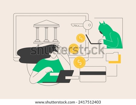Financial crimes abstract concept vector illustration. Financial fraud, economic crime commission, money laundering, black market goods, tax evasion scandal, investment scam abstract metaphor.