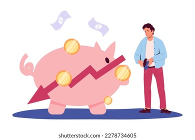 Financial crisis, businesman fail in bussines bankruptcy. Businessman crisis and failure, bankruptcy of business financial loss illustration