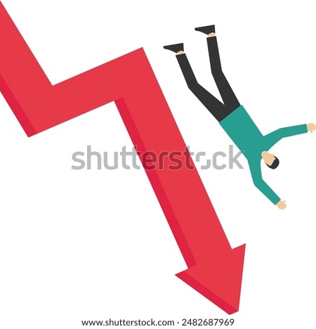 Financial crisis, capital devaluation, risky investment strategy. unexpected stock market decline, loss of money, The parable of the downward arrow is an economic crisis.