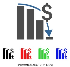 Financial Crisis Chart icon. Vector illustration style is a flat iconic financial crisis chart symbol with black, red, green, blue color versions. Designed for web and software interfaces.