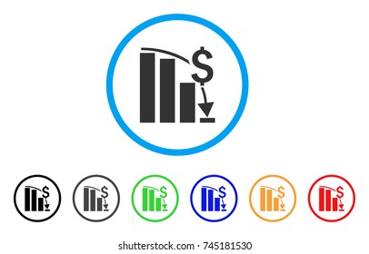 Financial Crisis Chart rounded icon. Style is a flat gray symbol inside light blue circle with bonus color versions. Financial Crisis Chart vector designed for web and software interfaces.