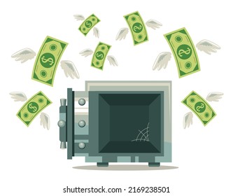 Financial crisis collapse problems money loss concept. Vector flat graphic design element illustration