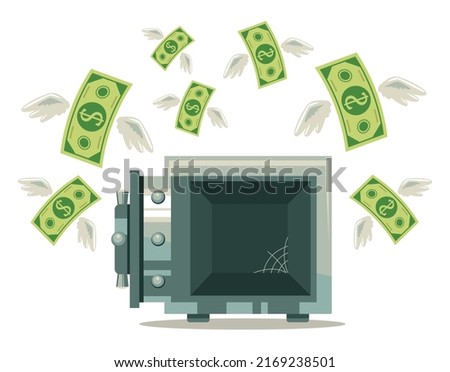 Financial crisis collapse problems money loss concept. Vector flat graphic design element illustration