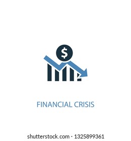 financial crisis concept 2 colored icon. Simple blue element illustration. financial crisis concept symbol design. Can be used for web and mobile UI/UX