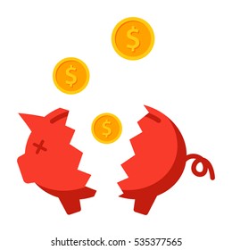 Financial Crisis Concept With Broken Piggy Bank