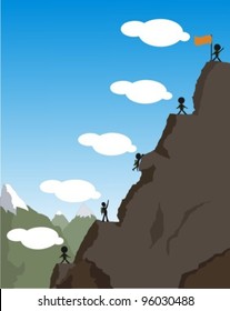 The financial crisis Concept. climbing on the mountain