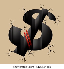 Financial crisis concept design, background is brown.	