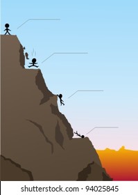 The financial crisis Concept, falling from a mountain