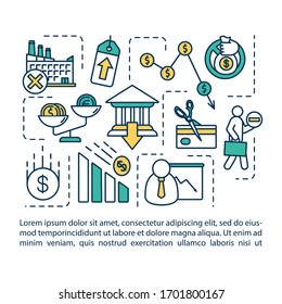 Financial crisis concept icon with text. PPT page vector template. Economic decline, currency devaluation. Stock market crash brochure, magazine, booklet design element with linear illustrations