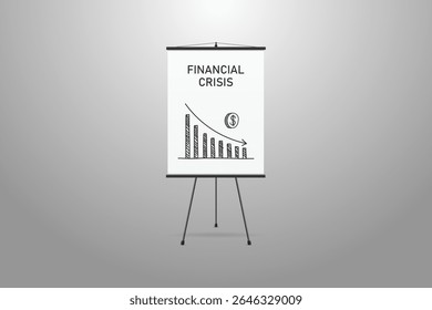 Financial Crisis Concept on Flip Chart with Downward Graph