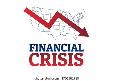 Financial crisis concept. Template for background, banner, poster with text inscription. Vector EPS10 illustration
