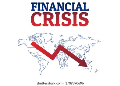 Financial crisis concept. Template for background, banner, poster with text inscription. Vector EPS10 illustration
