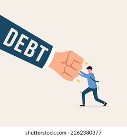 Financial crisis and debt concept. Young people are under pressure from a large debt burden vector concept