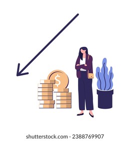 Finanzkrise, Wirtschaftskrise, wirtschaftliche Probleme Flach-Style-Vektordesign
