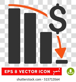 Financial Crisis EPS vector pictograph. Illustration style is flat iconic bicolor orange and gray symbol.