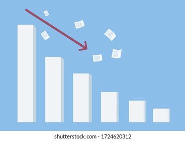Financial crisis flat concept vector illustration. Decreasing graph 2D cartoon composition for web design. International stock market crash, world economic problem creative idea. Business bankruptcy,