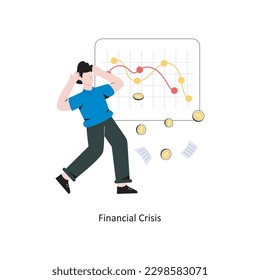Ilustración del vector de diseño de estilo plano de crisis financiera. Ilustración de acciones