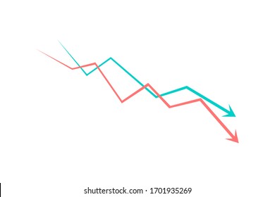 Financial crisis graph icon simple design
