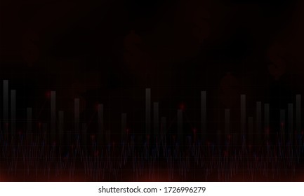 Financial crisis graph. Shares fall down. Economy fallout. Space for text. Vector illustration.