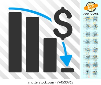 Financial Crisis icon with 700 bonus bitcoin mining and blockchain icons. Vector illustration style is flat iconic symbols design for bitcoin software.