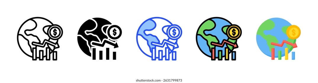 Financial Crisis Icon Collection With Multiple Styles